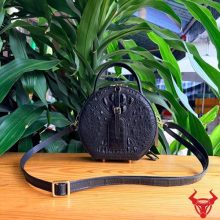 Túi xách nữ da cá sấu gù lưng TWBA4 màu đen form tròn