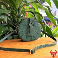 Túi xách nữ da cá sấu gù TWBA4 màu xanh lá form tròn