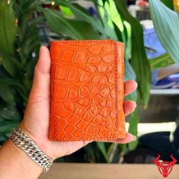 Ví 3 Gấp Ngắn Nữ Da Cá Sấu VRA8 Màu Cam