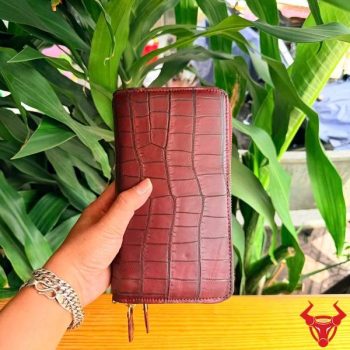 Ví Cầm Tay 2 Ngăn Kéo Da Cá Sấu Thái Lan BEA8 Màu Đỏ Rượu