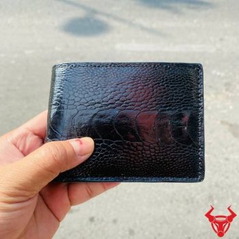 Ví Nam Mini 2 Mặt Da Chân Đà Điểu Full Vảy Chân VGAD1 Màu Đen