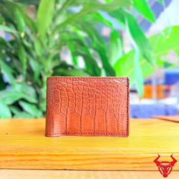 Ví Nam Form Ngang Da Bụng Cá Sấu 2 Mặt Da – Sơn Cạnh VCAA8 Màu Nâu Đất
