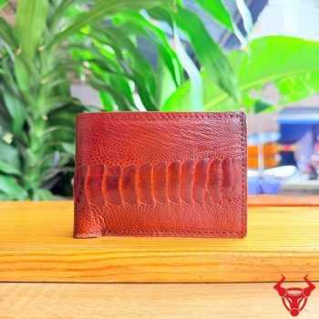 Ví Ngang Da Chân Đà Điểu Full 2 Mặt Da – Sơn Cạnh VCAD1 Màu Nâu Đỏ Đậm