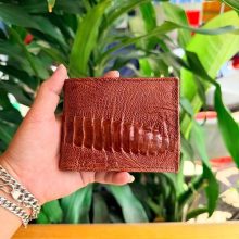 Ví mini nam nữ da đà điểu vảy chân VGD1 màu nâu đỏ.