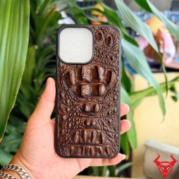 Ốp Lưng Điện Thoại Iphone 15 Pro Max Da Cá Sấu 8 Gù EXEA4 Màu Nâu Đất
