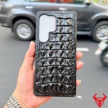 Ốp lưng Samsung S25 Ultra da cá sấu gai lưng màu đen sang trọng chống va đập