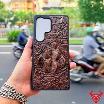 Ốp Lưng Dán Da Cá Sấu Gù Lớn Samsung S25 Ultra OSAA4 Màu Nâu Đất