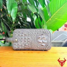 Túi Clutch hộp xách tay da gù lưng cá sấu CGA4 màu xám cao cấp.