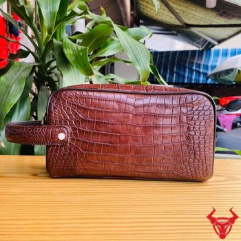 Túi Clutch Hộp Xách Tay Da Bụng Cá Sấu CGA8 Màu Nâu Đất
