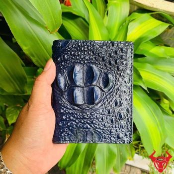 Ví Nam Form Đứng Da Cá Sấu Gù Lớn VJA4 Màu Xanh Navy