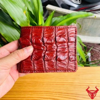 Ví Nam Mini Da Gai Đuôi Cá Sấu VFA2 Màu Nâu Đỏ