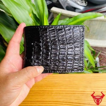 Ví Nam Mini Da Gai Lưng Cá Sấu VFA1 Màu Đen