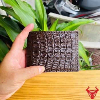 Ví Nam Mini Da Gai Lưng Cá Sấu VFA1 Màu Nâu Đất