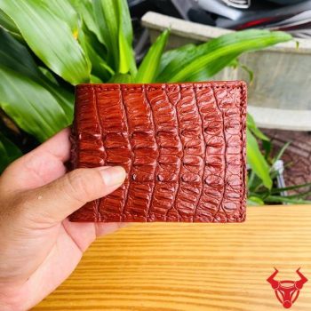 Ví Nam Mini Da Gai Lưng Cá Sấu VFA1 Màu Nâu Đỏ
