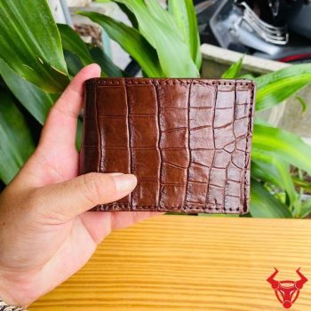 Ví Nam Mini Da Bụng Cá Sấu VFA8 Màu Nâu Đất