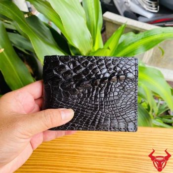 Ví Nam Mini Da Cá Sấu Gai Tay VFA5 Màu Đen