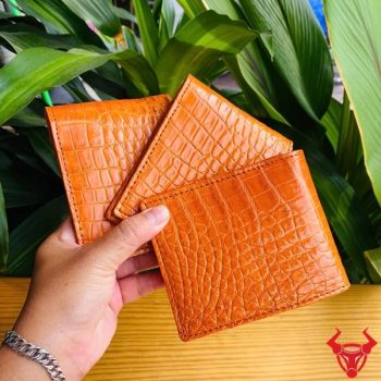 Ví Nam Form Ngang Da Bụng Cá Sấu 2 Mặt VCA8 Màu Vàng Cam