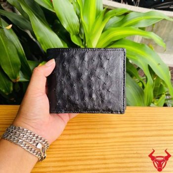 Ví Nam Ngắn Da Bụng Đà Điểu 2 Mặt VCD3 Màu Đen