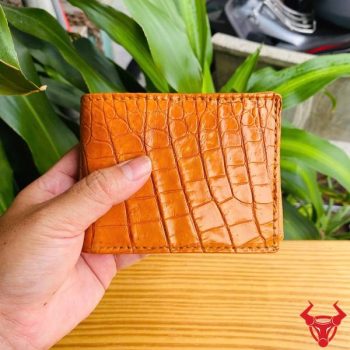 Ví Nam Mini Da Bụng Cá Sấu VFA8 Màu Vàng Cam