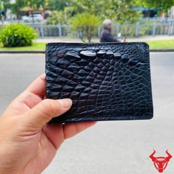 Ví Ngắn Kiểu Sơn Cạnh Da Gai Tay Cá Sấu VBAA5 Màu Đen