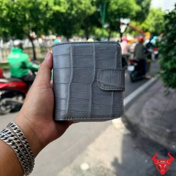 Ví Nữ Da Bụng Cá Sấu Màu Xám VRBA8 – Phụ Kiện Thanh Lịch Đa Dụng