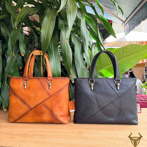 Cặp xách da bò Vegtan E10 thời trang tiện dụng