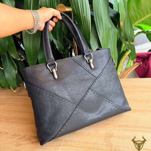 Cặp xách da bò Vegtan E10 màu đen thời trang cao cấp