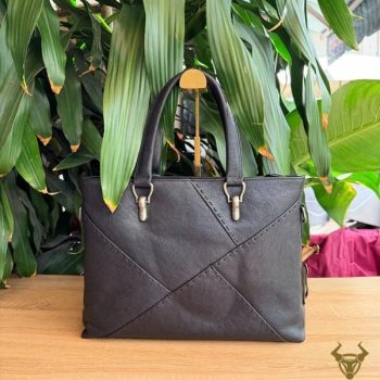 Cặp Xách Da Bò Vegtan E10 Màu Đen Thanh Lịch
