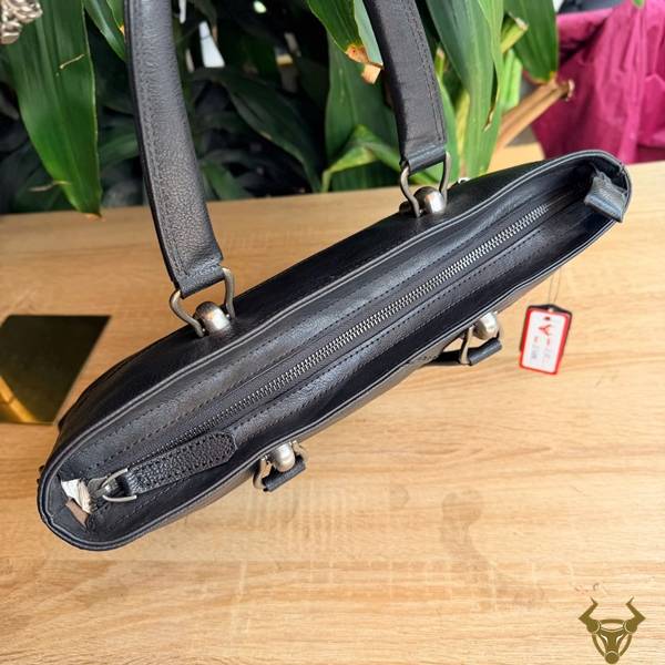 Cặp da bò Vegtan E10 màu đen đựng laptop tiện dụng