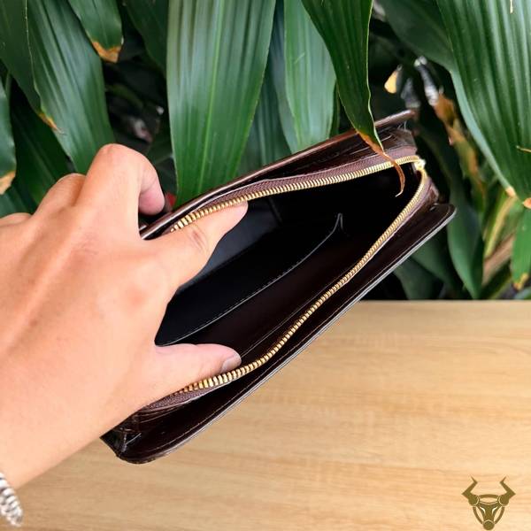 Clutch nam da cá sấu CKCA8 màu nâu sang trọng