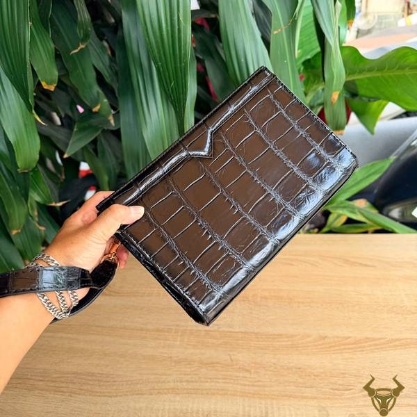 Clutch nam CKCA8 da bụng cá sấu Thái Lan sang trọng