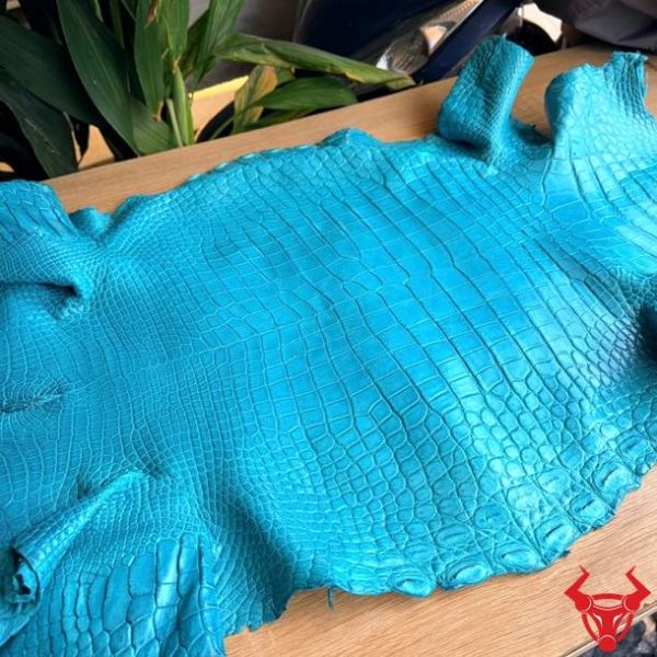 Da Cá Sấu Thái Lan Nguyên Tấm Size 4 Lớn Xanh Lam Da cá sấu Thái Lan nguyên tấm xanh lam size 4 lớn dễ thiết kế