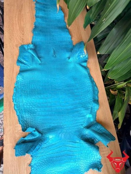 Da Cá Sấu Thái Lan Bỏ Gai Size 4 Xanh Lam Vân Đẹp Da cá sấu Thái Lan size 4 lớn màu xanh lam kích thước lý tưởng