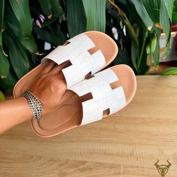 Dép Nam Da Cá Sấu Chữ H DJA8-A Đế Vibram Đẳng Cấp Dép nam chữ H da cá sấu DJA8-A đế Vibram dễ phối đồ