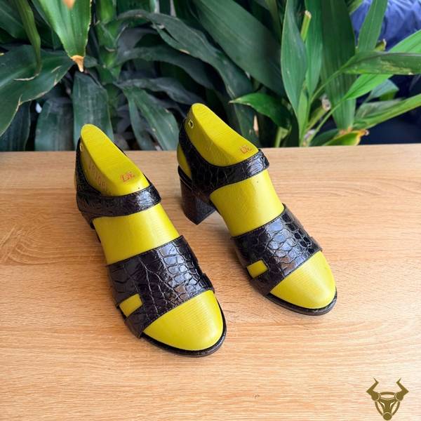 Dép Sandal DJEA8 Da Cá Sấu Thật Phong Cách Nữ Dép sandal cao gót DJEA8 da cá sấu thật cao cấp