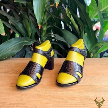 Dép Sandal Nữ Cao Gót Da Cá Sấu Thật DJEA8 Sang Trọng