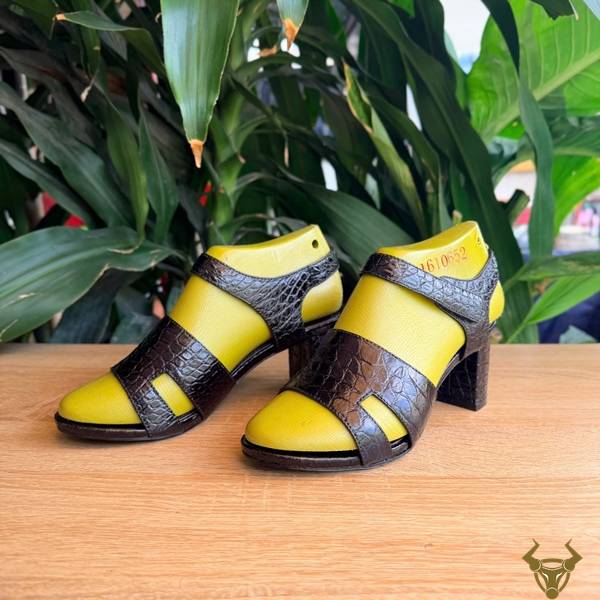 Dép Sandal Cao Gót DJEA8 Màu Đen Phong Cách Thanh Lịch Dép sandal nữ DJEA8 da cá sấu cao gót quý cô