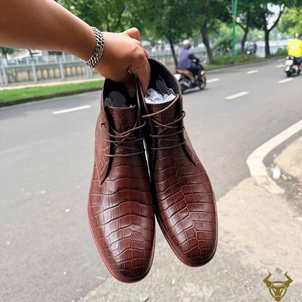 Giày Chukka Boot GJBA8 làm từ da bụng cá sấu cao cấp