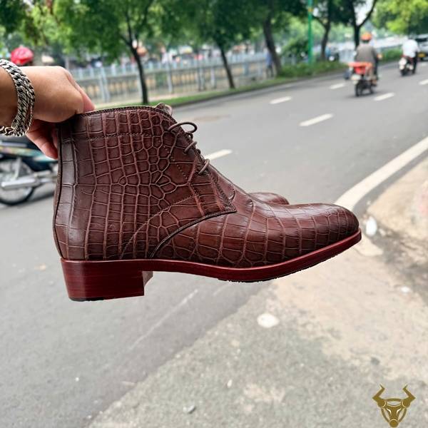 Giày Chukka Boot nam GJBA8 thiết kế từ da cá sấu
