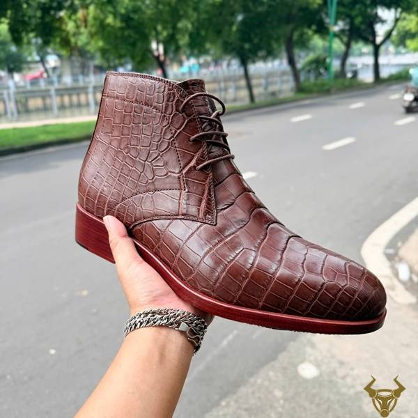 Giày Chukka Boot nam GJBA8 thời trang da bụng cá sấu
