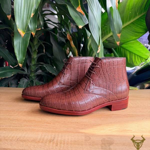 Giày Chukka Boot nam GJBA8 vân da bụng cá sấu tự nhiên
