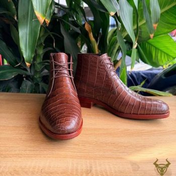 Giày Boot Chukka Nam Da Cá Sấu GJBA8 Màu Nâu Lịch Lãm