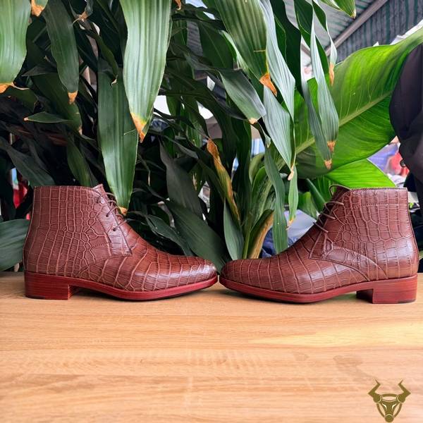Giày Chukka Boot da bụng cá sấu GJBA8 cho nam hiện đại
