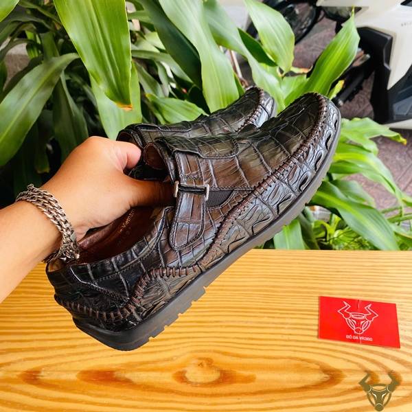 Giày lười da gai đuôi cá sấu GCA2 đế cao su sang trọng