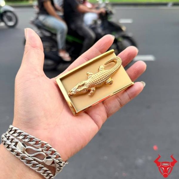 Mặt Khóa Thắt Lưng Cá Sấu Lớn K41 Phong Cách Quý Ông Mặt khóa thắt lưng K41 hình cá sấu bằng thép sang trọng
