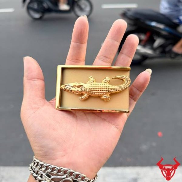 Mặt Khóa K41 Thép Cá Sấu Sang Trọng Độc Đáo Mặt khóa thắt lưng thép hình cá sấu lớn K41 kiểu bấm lỗ