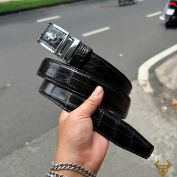 Thắt Lưng Nam Da Bụng Cá Sấu TLA9B2 Màu Đen Lịch Lãm