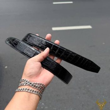 Thắt Lưng Nam Da Cá Sấu Hai Đầu Nhọn Bản 3.2cm Đầy Phong Cách