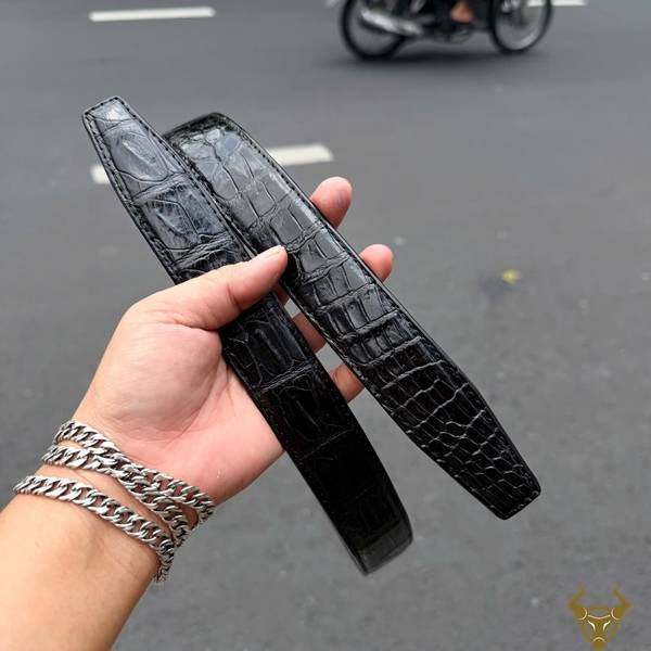 Thắt lưng da cá sấu nam hai đầu nhọn bản 3.2cm sang trọng