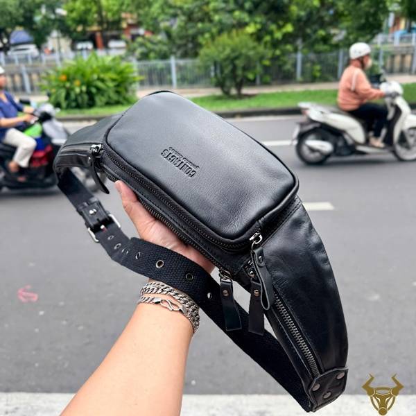 Túi Bao Tử Nam Contact34 Thiết Kế Nhỏ Gọn Tiện Lợi Túi bao tử nam da bò màu đen Contact34 thời trang cao cấp